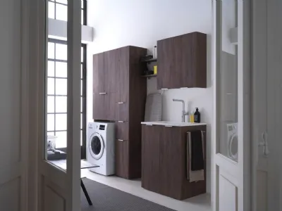 Mobile per lavanderia in laminato effetto legno Kandy 02 di Ideagroup